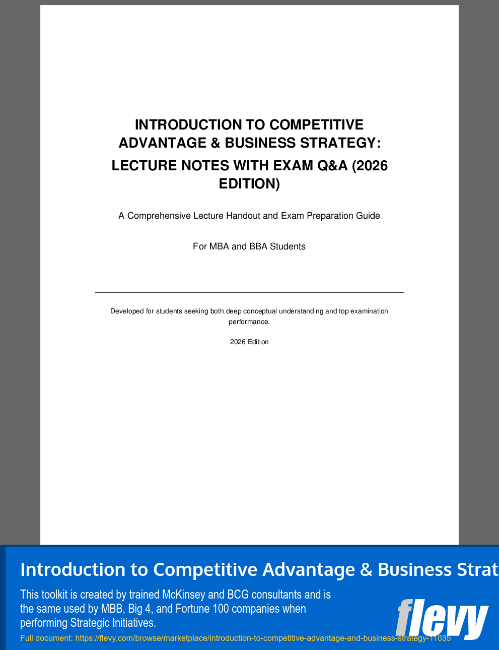 Introduction to Competitive Advantage & Business Strategy (40-page PDF document) Preview Image