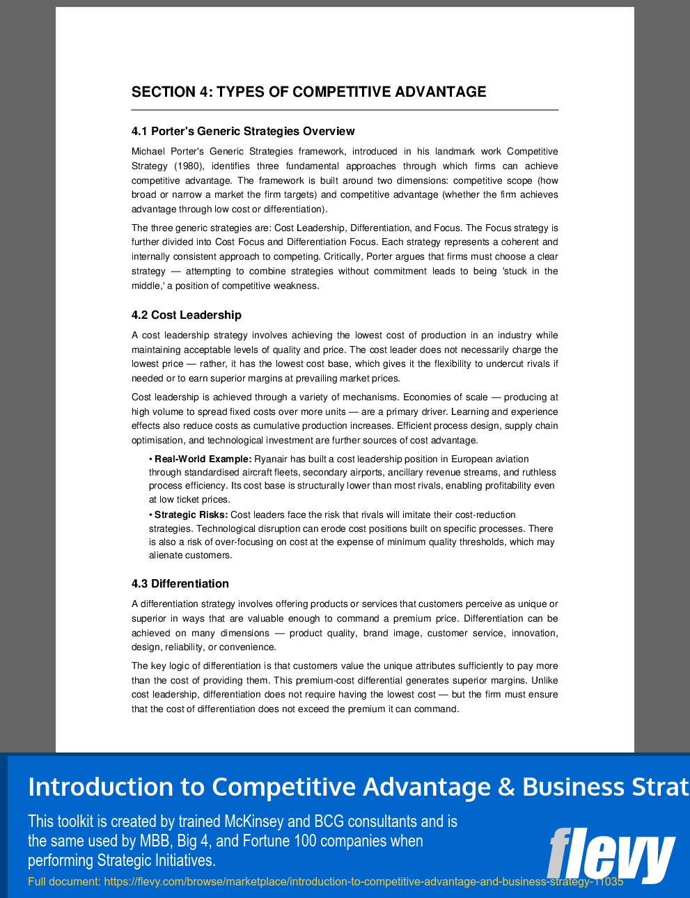 Introduction to Competitive Advantage & Business Strategy (40-page PDF document) Preview Image