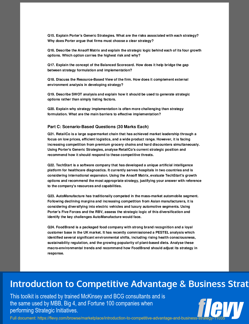 Introduction to Competitive Advantage & Business Strategy (40-page PDF document) Preview Image