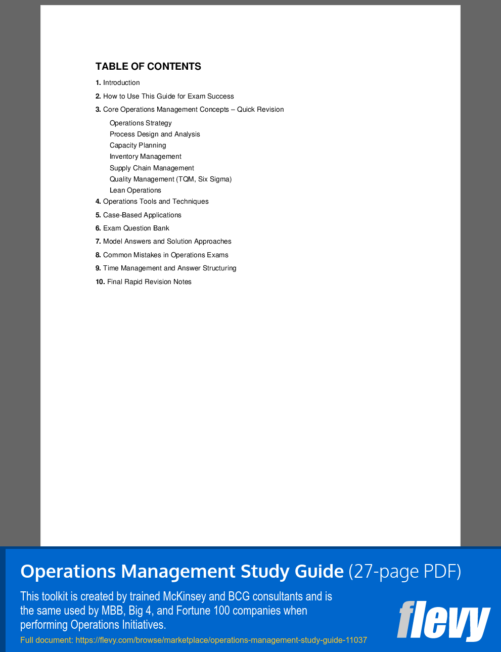 Operations Management Study Guide (27-page PDF document) Preview Image