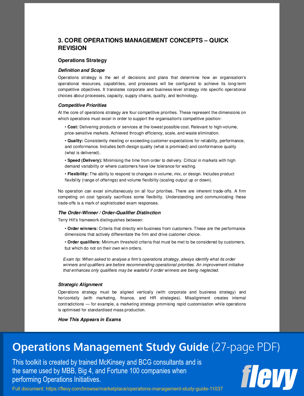 Operations Management Study Guide (27-page PDF document) Preview Image