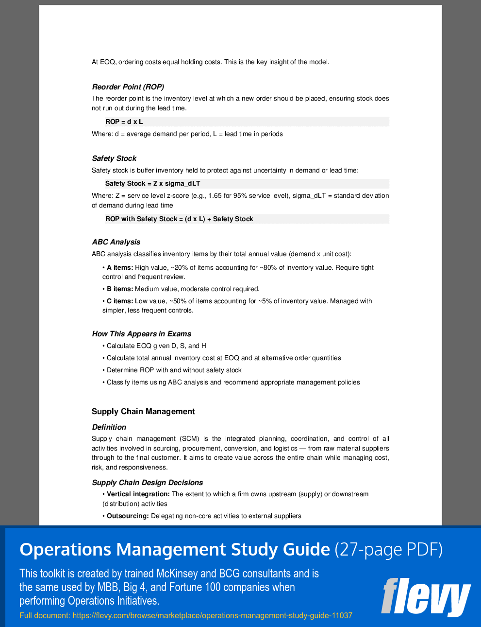 Operations Management Study Guide (27-page PDF document) Preview Image
