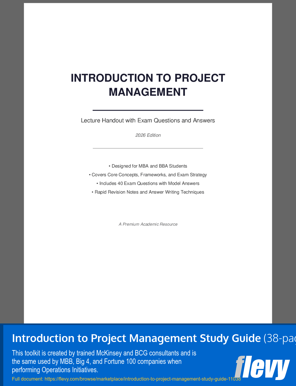 Introduction to Project Management Study Guide (38-page PDF document) Preview Image