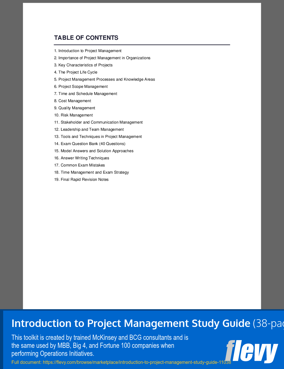 Introduction to Project Management Study Guide (38-page PDF document) Preview Image