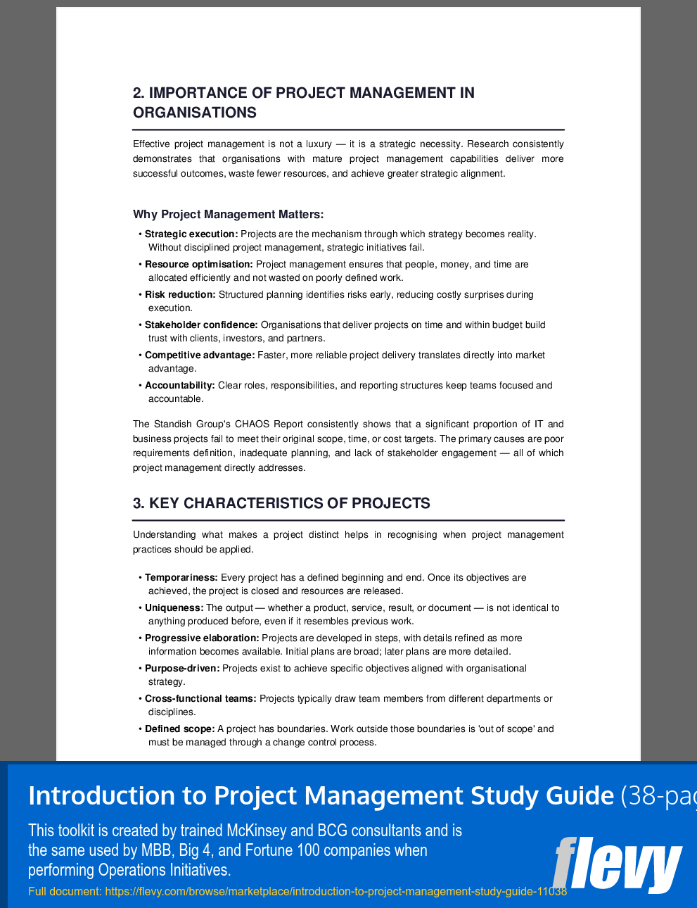 Introduction to Project Management Study Guide (38-page PDF document) Preview Image