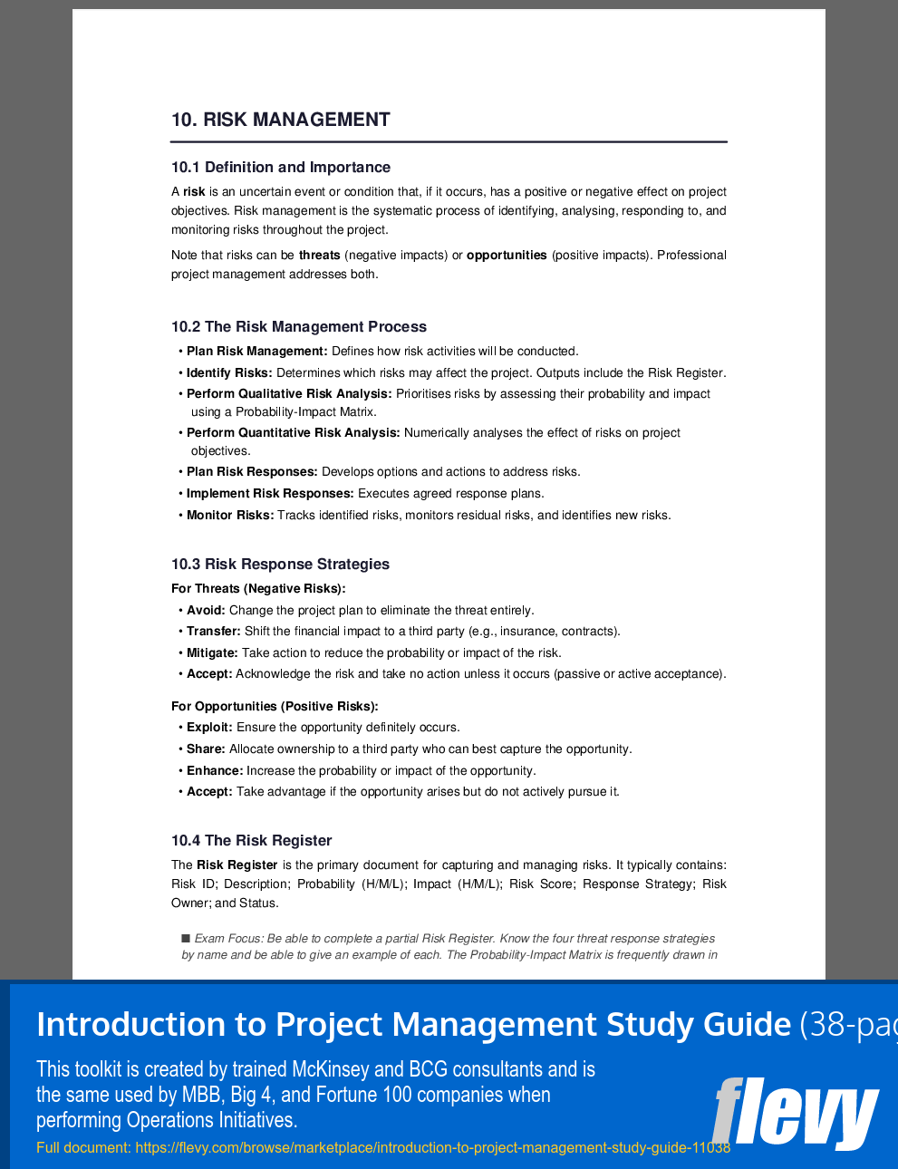 Introduction to Project Management Study Guide (38-page PDF document) Preview Image
