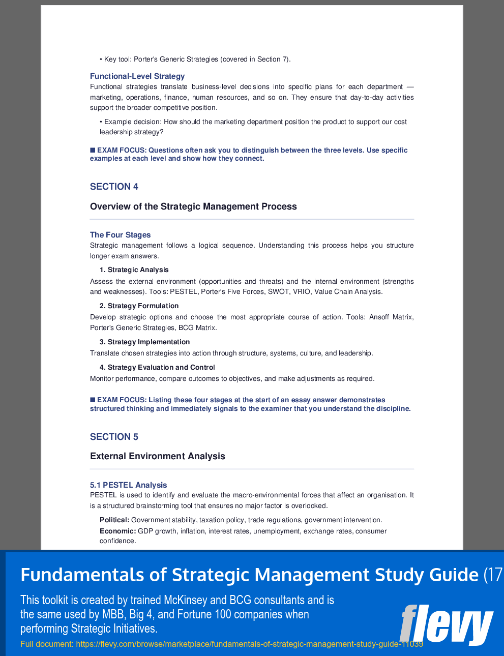 Fundamentals of Strategic Management Study Guide (17-page PDF document) Preview Image