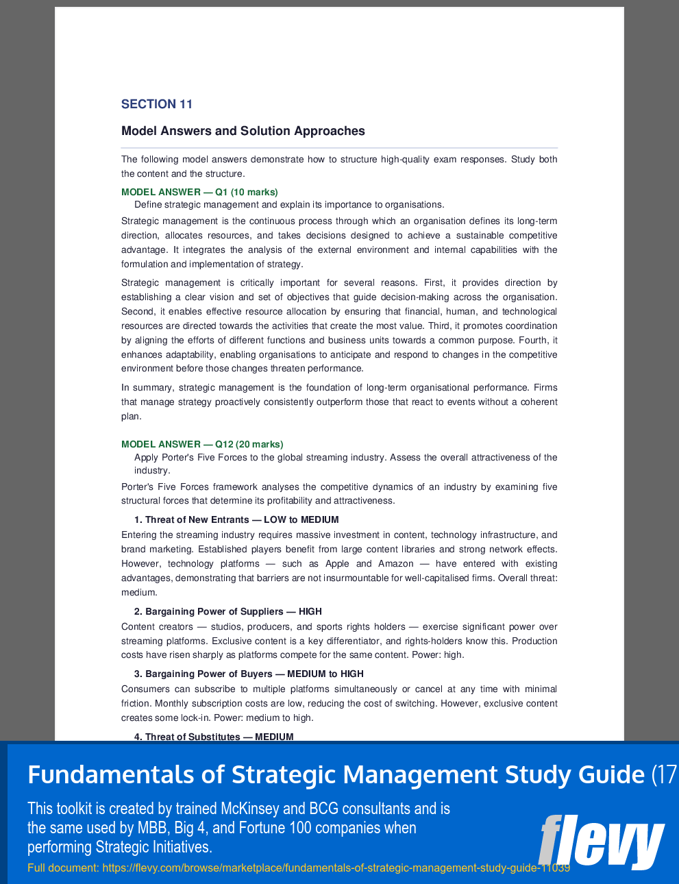 Fundamentals of Strategic Management Study Guide (17-page PDF document) Preview Image