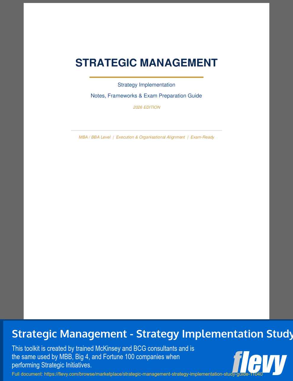 Strategic Management - Strategy Implementation Study Guide (39-page PDF document) Preview Image