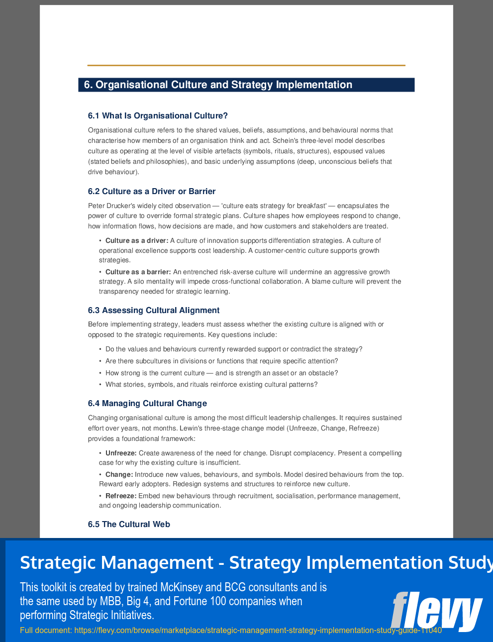 Strategic Management - Strategy Implementation Study Guide (39-page PDF document) Preview Image