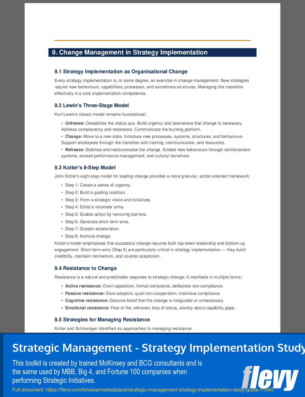 Strategic Management - Strategy Implementation Study Guide (39-page PDF document) Preview Image