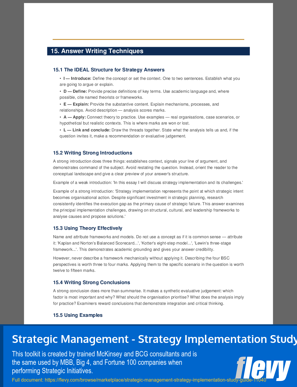 Strategic Management - Strategy Implementation Study Guide (39-page PDF document) Preview Image
