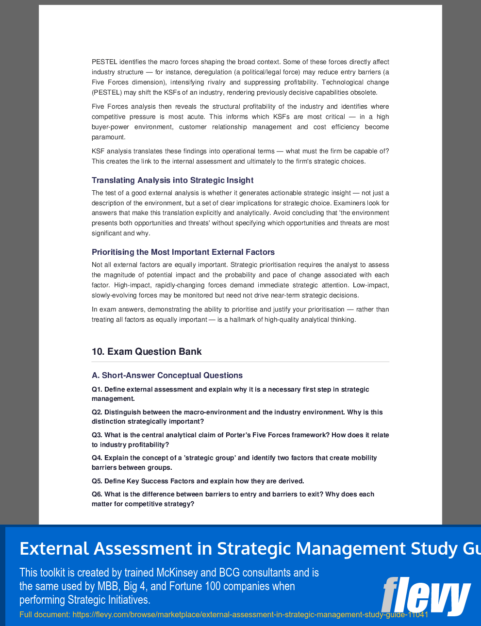 External Assessment in Strategic Management Study Guide (18-page PDF document) Preview Image