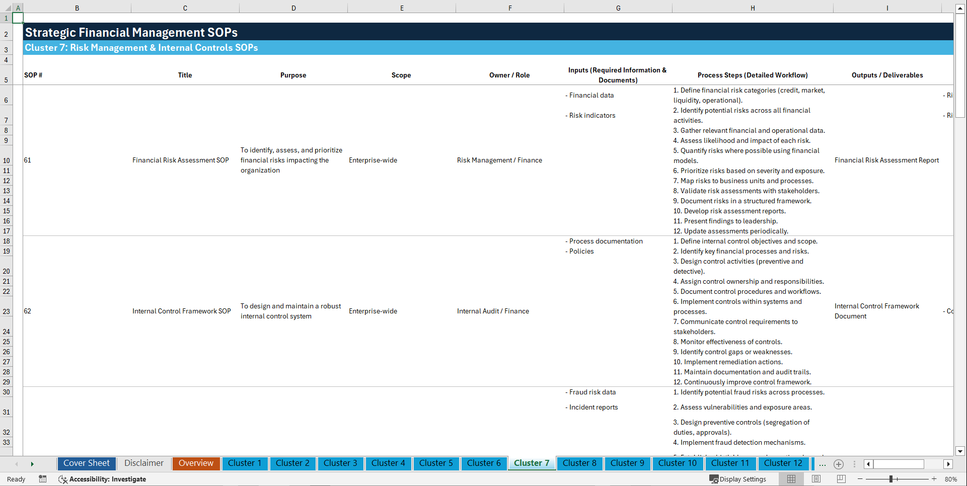 100+ Strategic Financial Management SOPs (Excel template (XLSX)) Preview Image