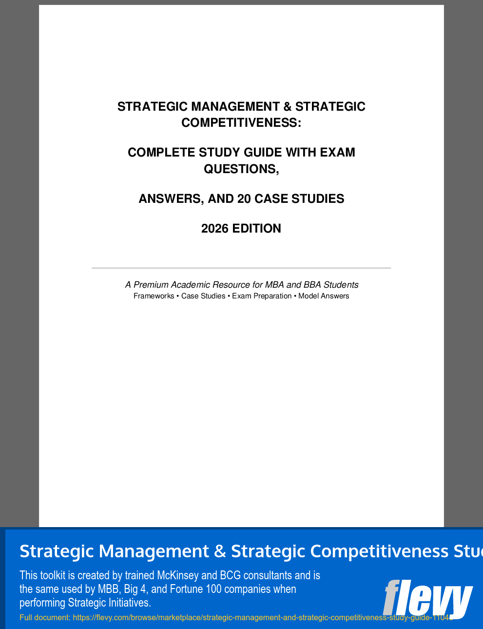 Strategic Management & Strategic Competitiveness Study Guide (56-page PDF document) Preview Image