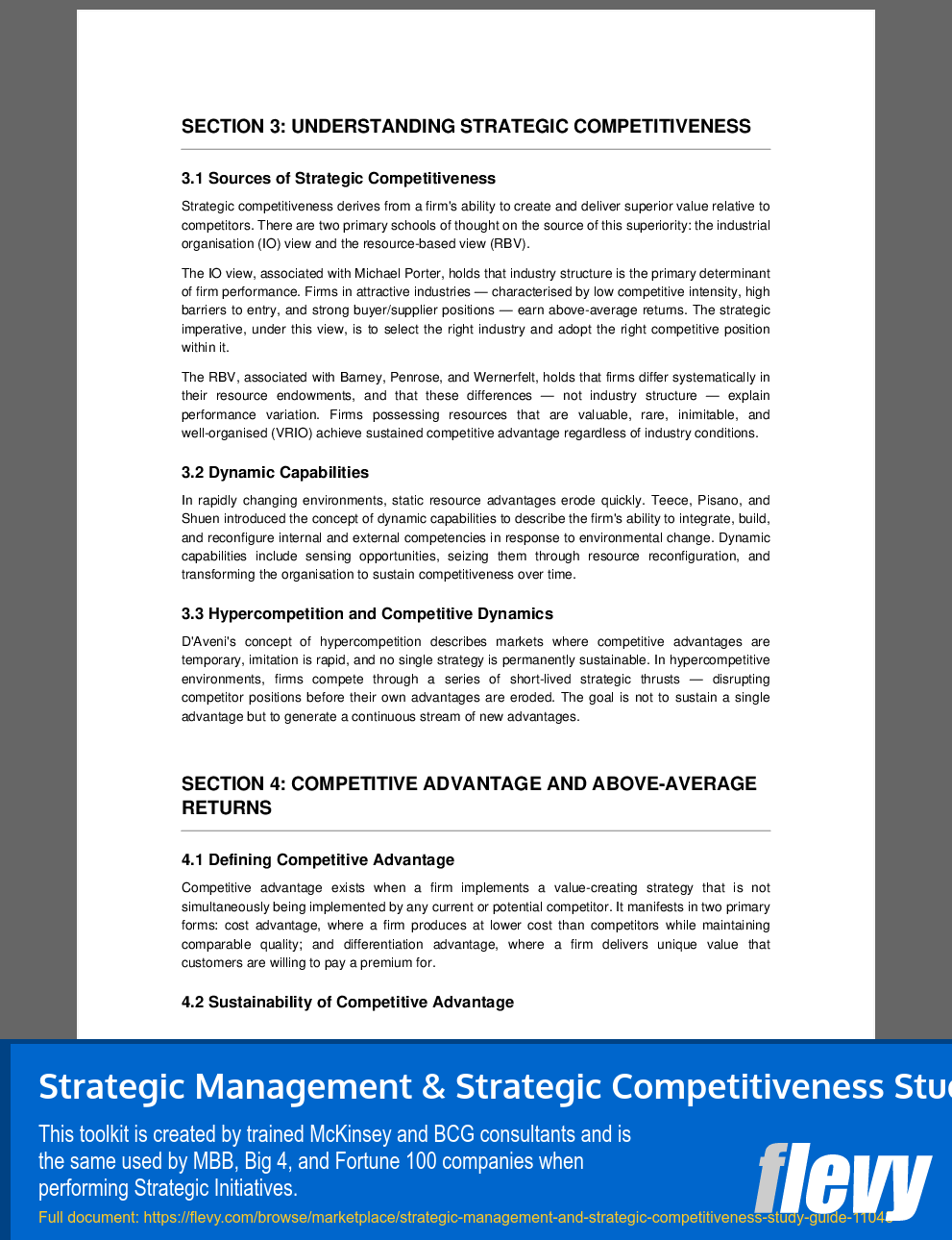 Strategic Management & Strategic Competitiveness Study Guide (56-page PDF document) Preview Image