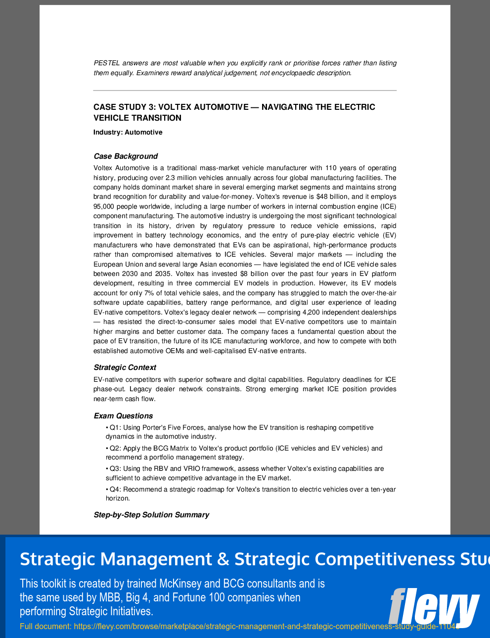 Strategic Management & Strategic Competitiveness Study Guide (56-page PDF document) Preview Image