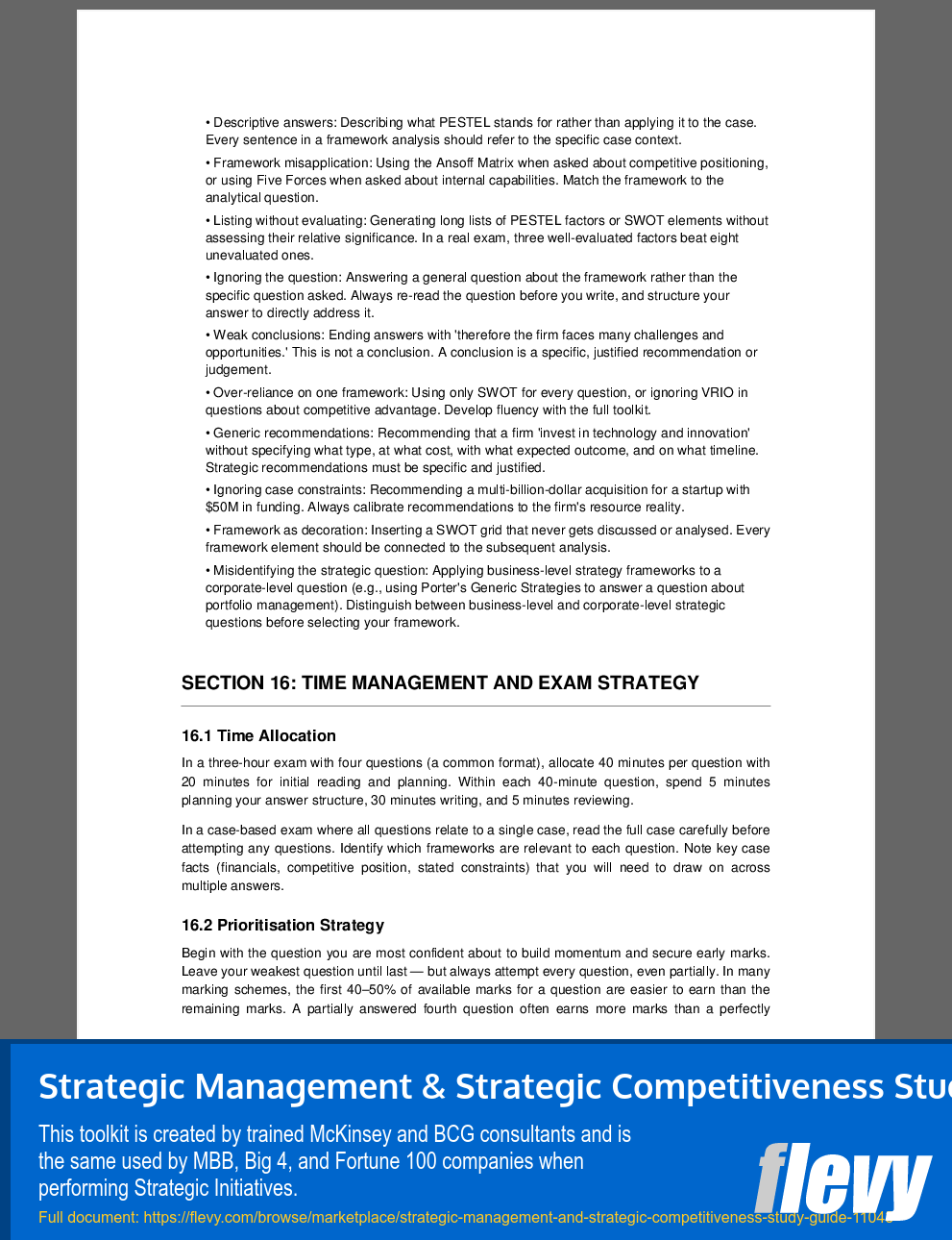 Strategic Management & Strategic Competitiveness Study Guide (56-page PDF document) Preview Image