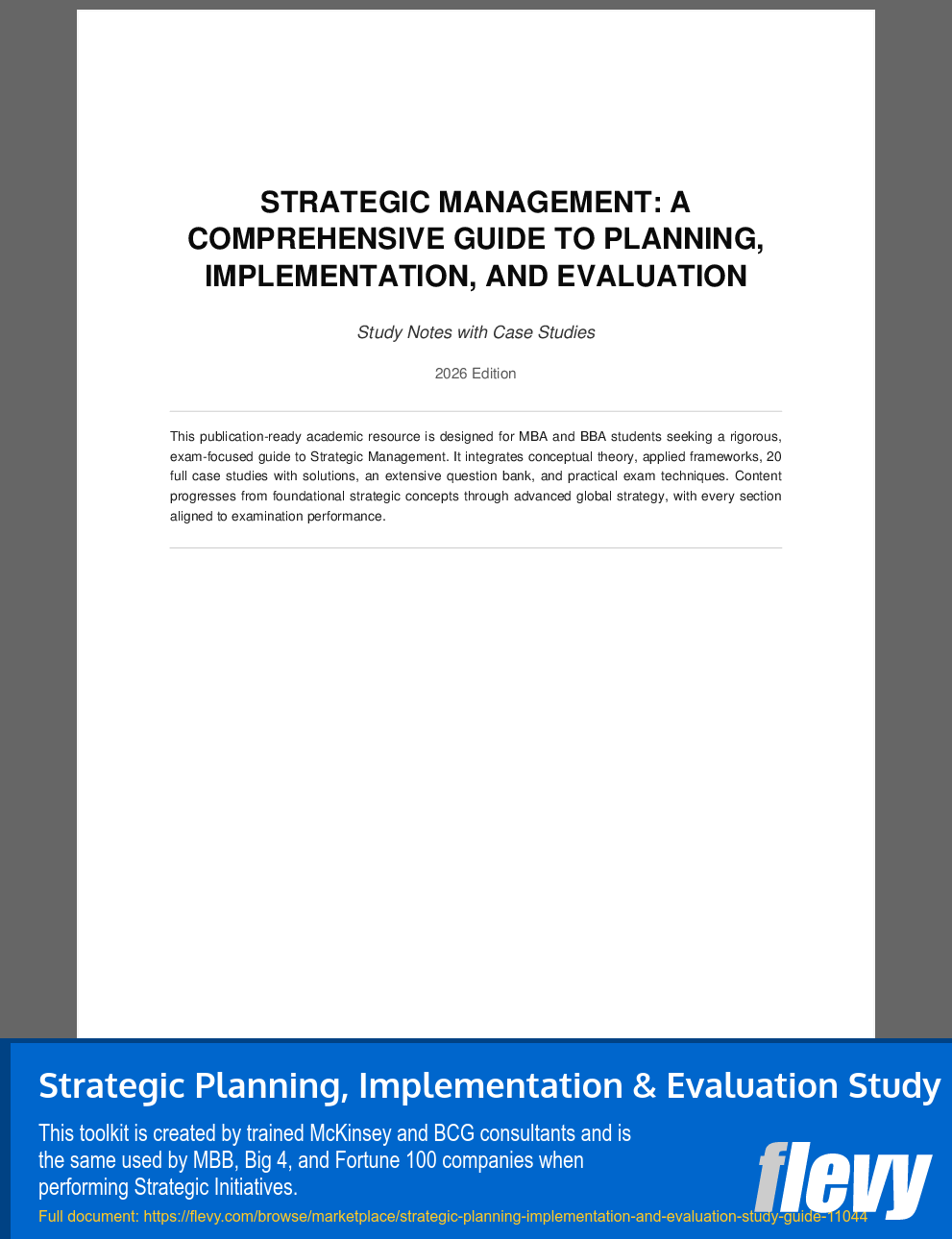Strategic Planning, Implementation & Evaluation Study Guide (51-page PDF document) Preview Image