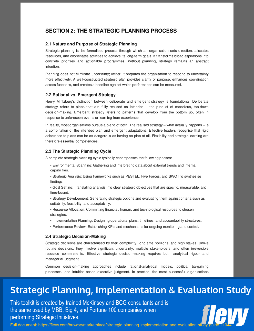Strategic Planning, Implementation & Evaluation Study Guide (51-page PDF document) Preview Image