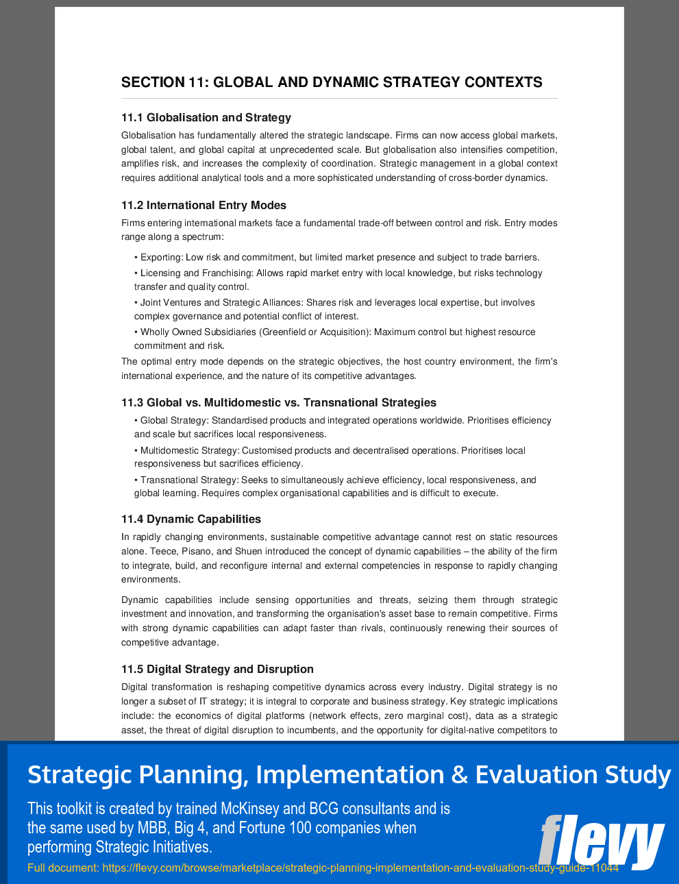 Strategic Planning, Implementation & Evaluation Study Guide (51-page PDF document) Preview Image