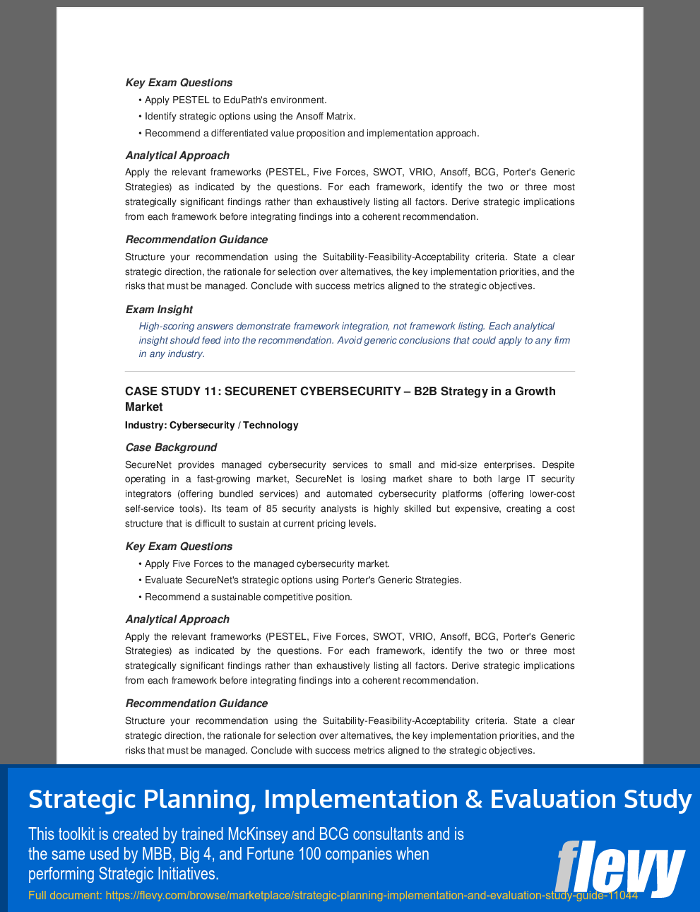 Strategic Planning, Implementation & Evaluation Study Guide (51-page PDF document) Preview Image