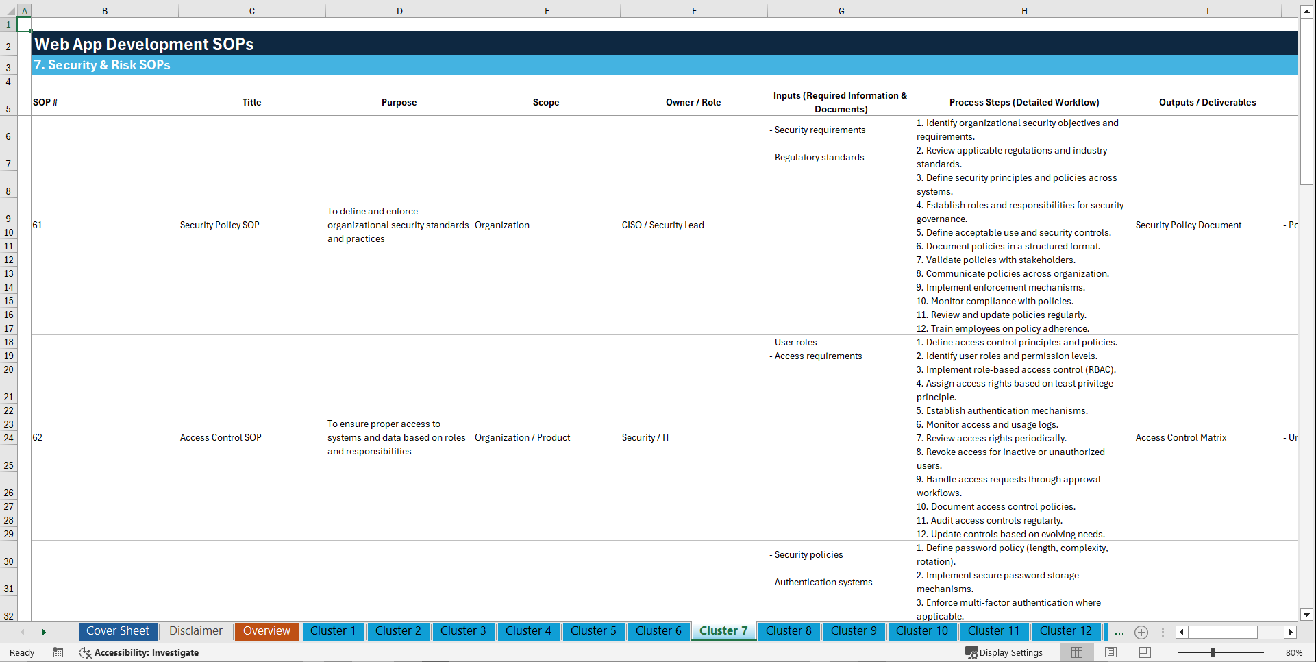 100+ Web App Development SOPs (Excel template (XLSX)) Preview Image