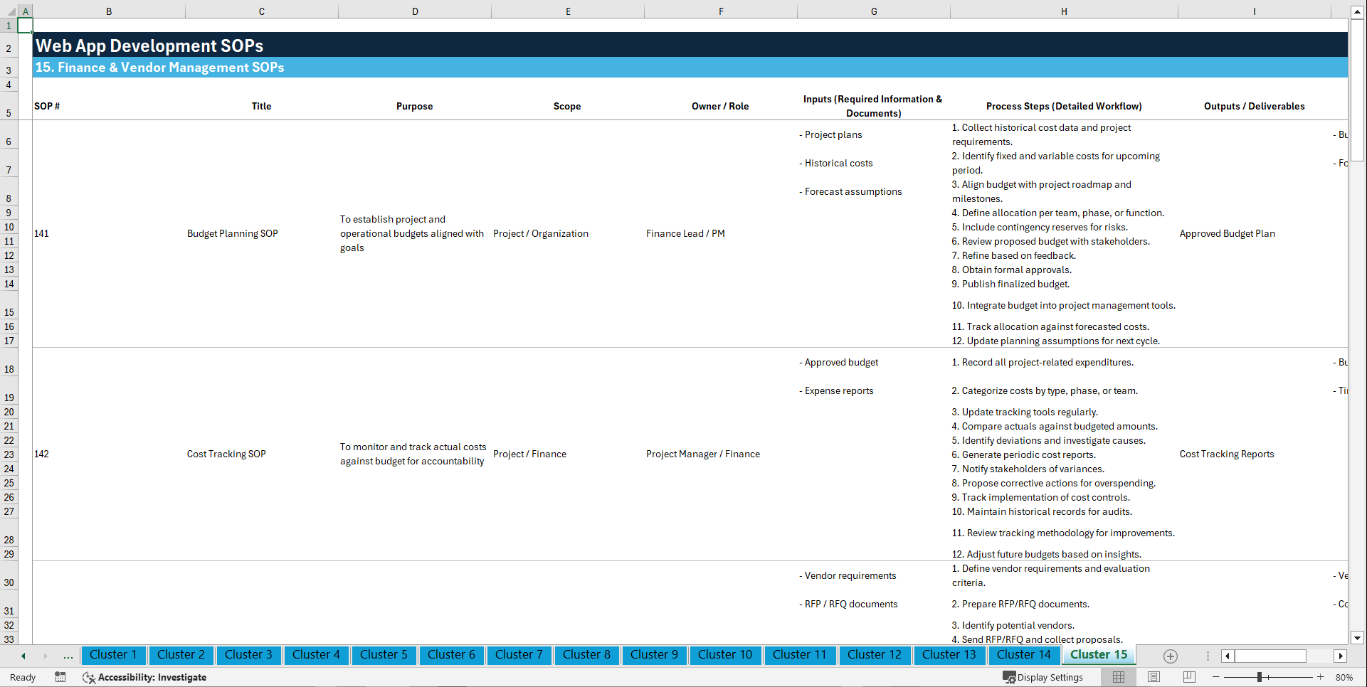 100+ Web App Development SOPs (Excel template (XLSX)) Preview Image