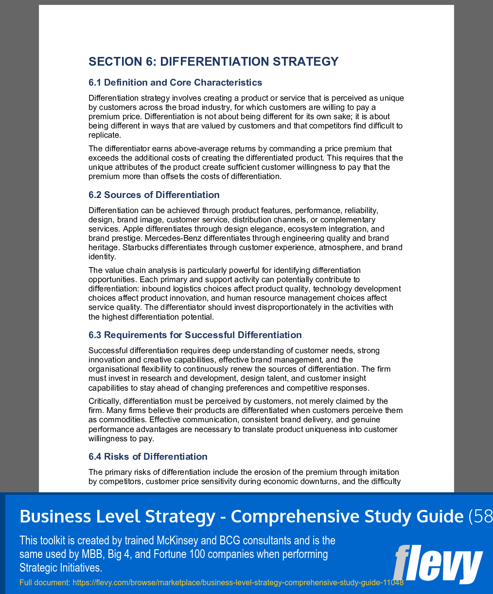 Business Level Strategy - Comprehensive Study Guide (58-page Word document) Preview Image