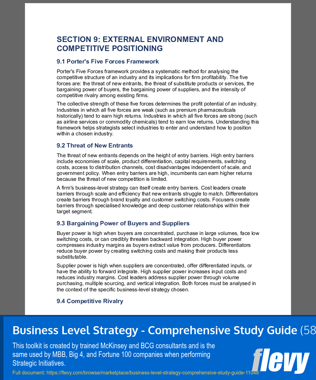 Business Level Strategy - Comprehensive Study Guide (58-page Word document) Preview Image