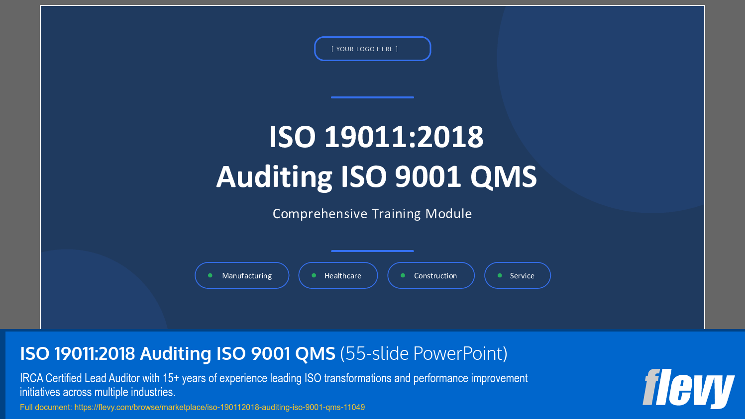 ISO 19011:2018 Auditing ISO 9001 QMS (55-slide PPT PowerPoint presentation slide deck (PPTX)) Preview Image