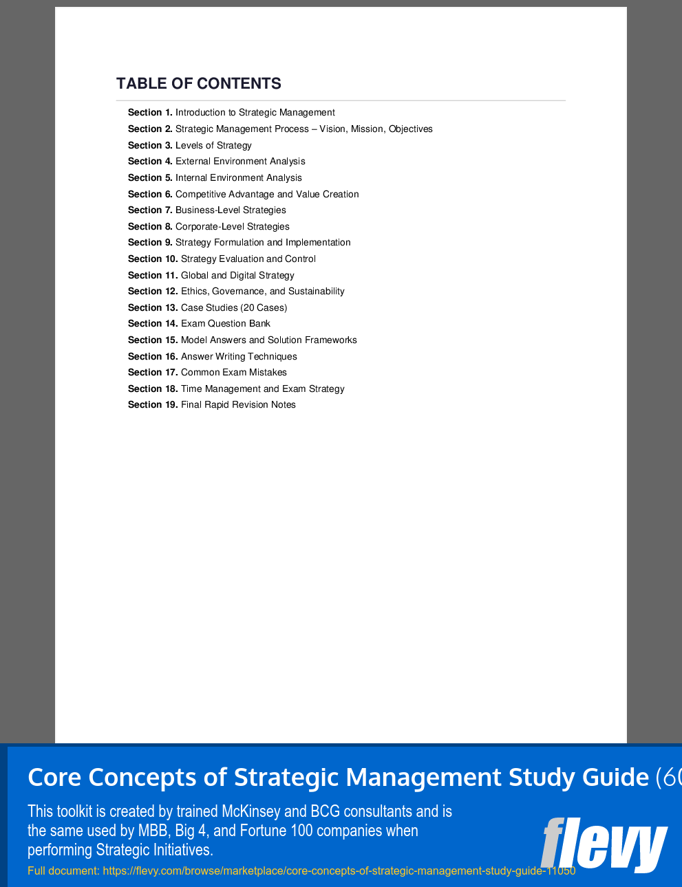 Core Concepts of Strategic Management Study Guide (60-page PDF document) Preview Image