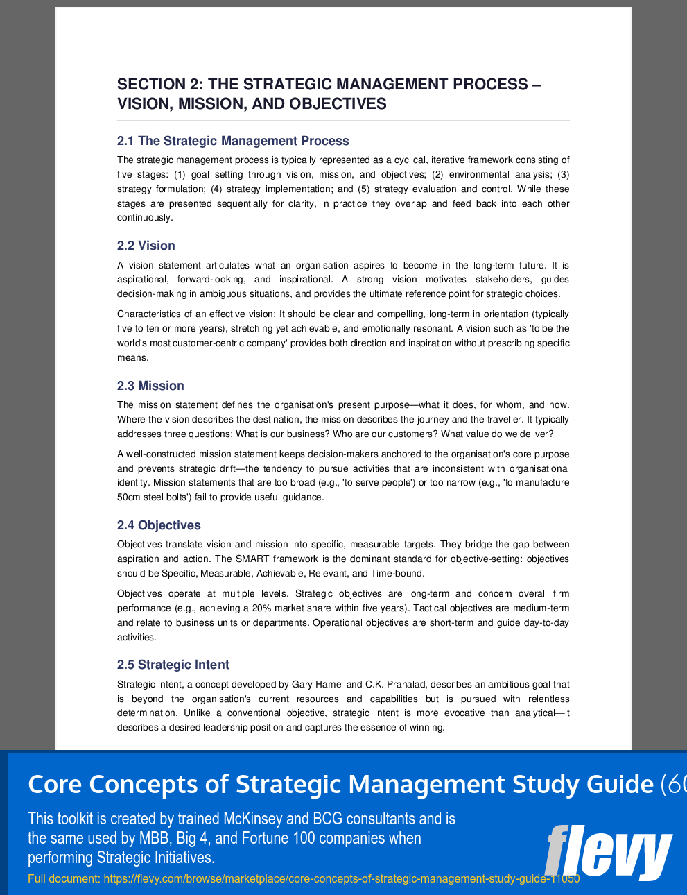 Core Concepts of Strategic Management Study Guide (60-page PDF document) Preview Image