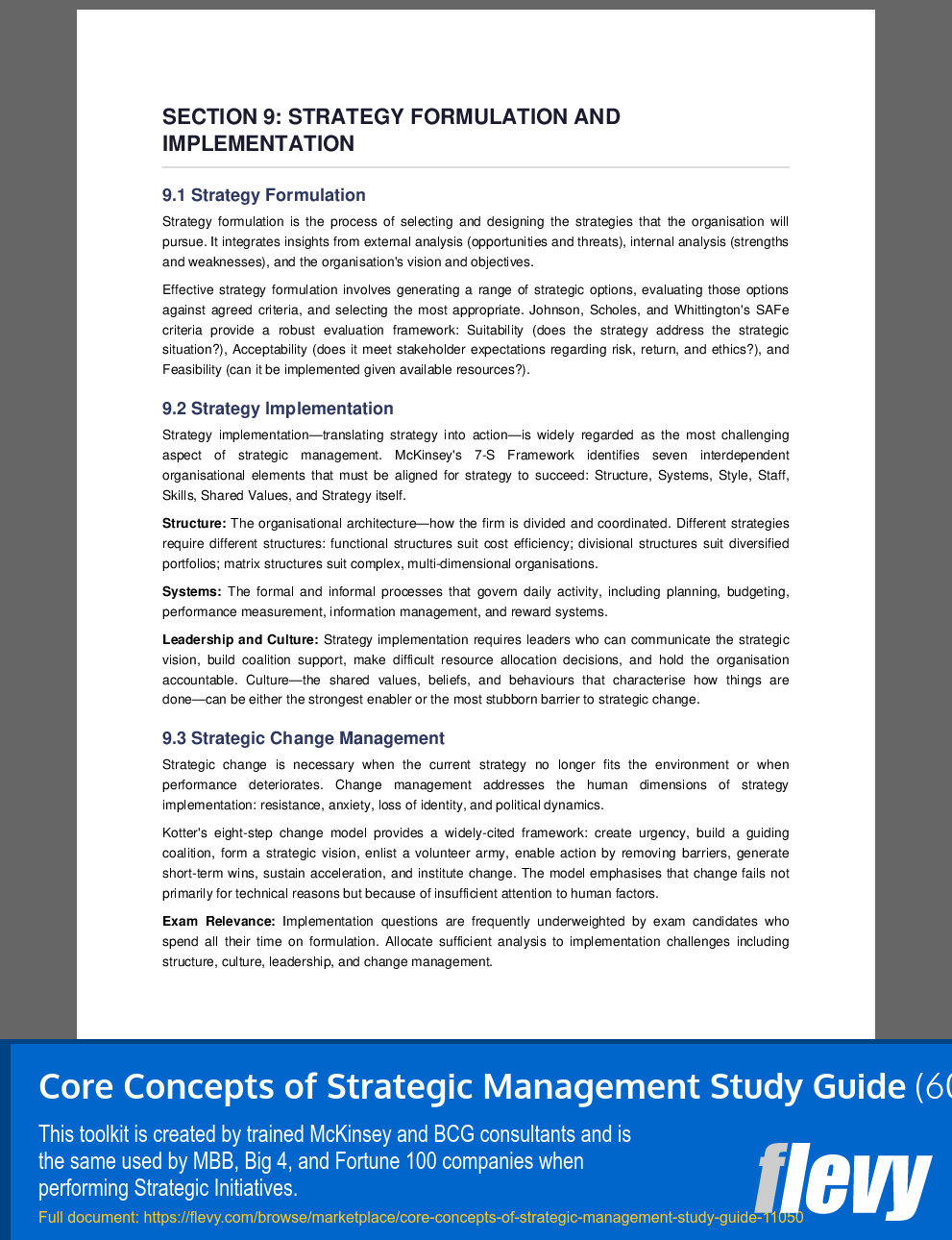 Core Concepts of Strategic Management Study Guide (60-page PDF document) Preview Image