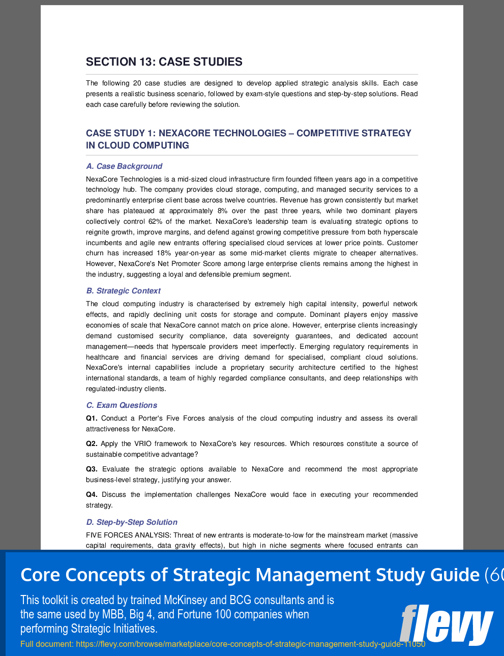 Core Concepts of Strategic Management Study Guide (60-page PDF document) Preview Image