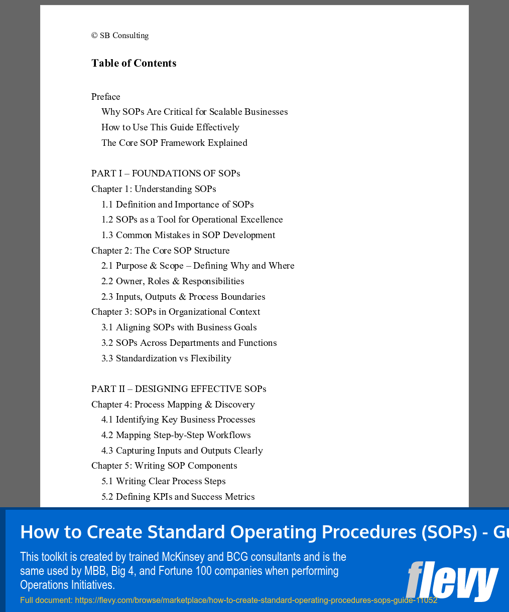 How to Create Standard Operating Procedures (SOPs) - Guide (106-page Word document) Preview Image