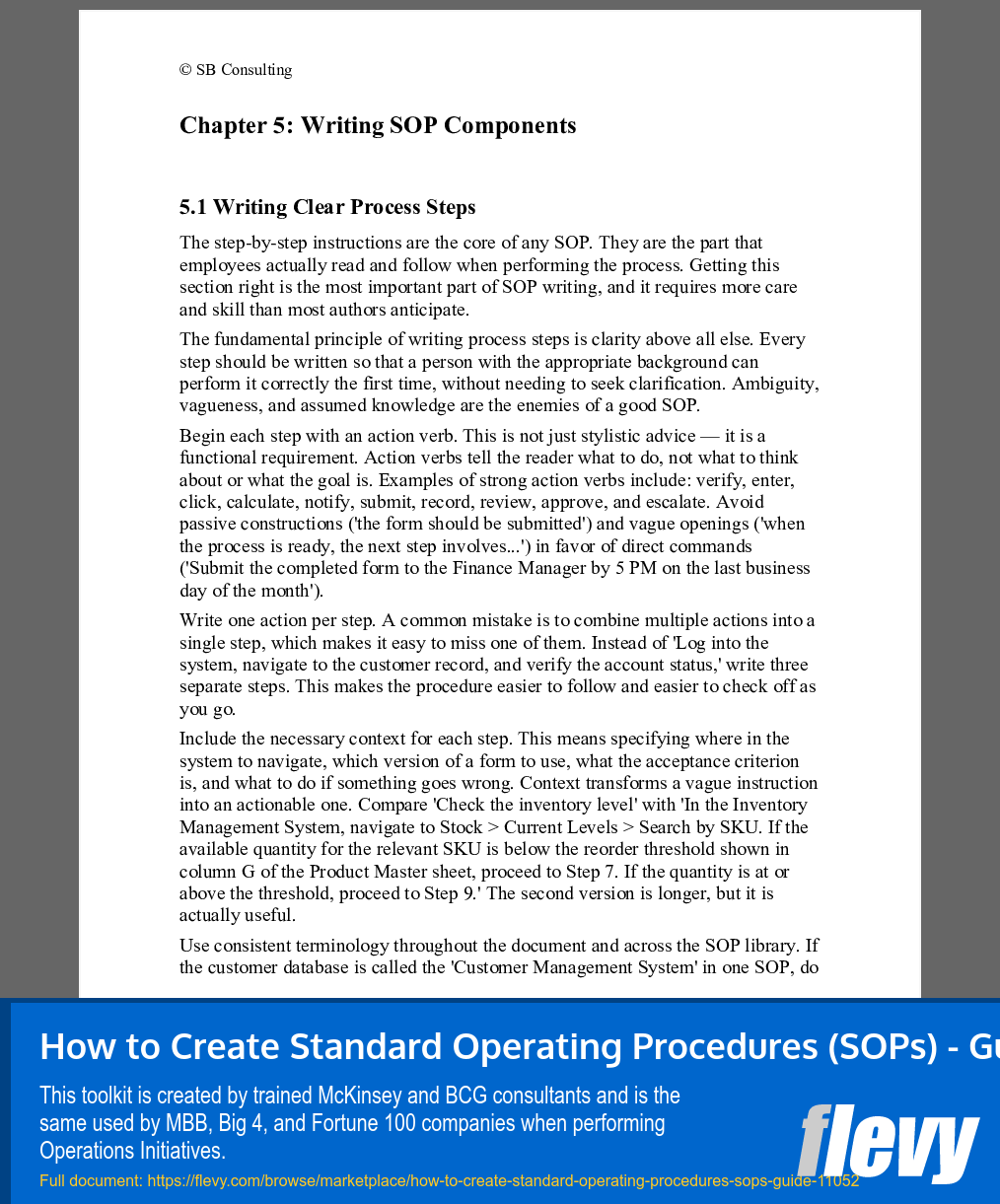 How to Create Standard Operating Procedures (SOPs) - Guide (106-page Word document) Preview Image