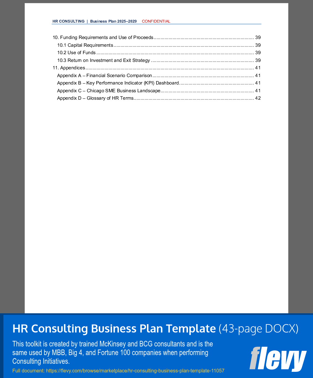HR Consulting Business Plan Template (43-page Word document) Preview Image