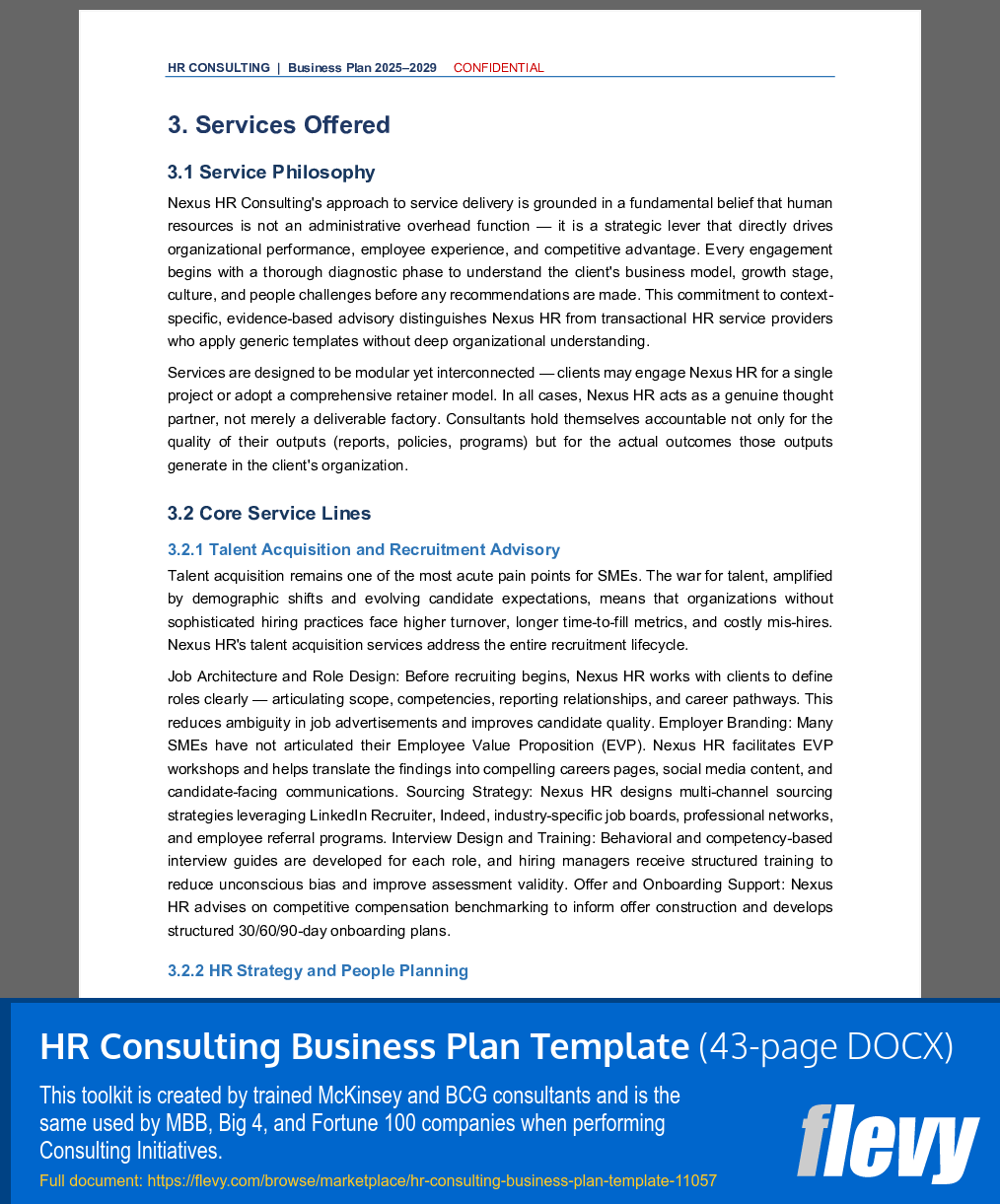 HR Consulting Business Plan Template (43-page Word document) Preview Image