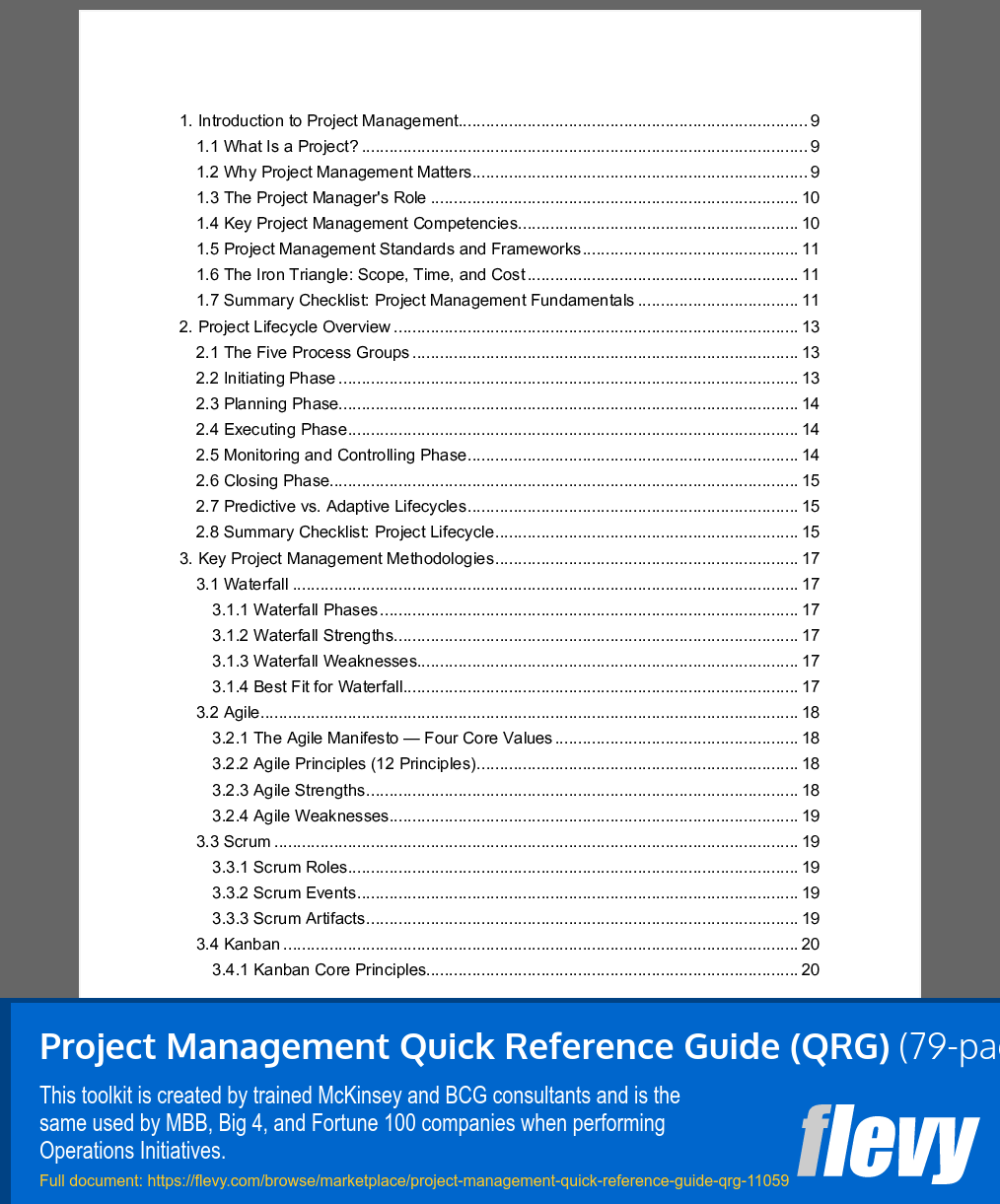 Project Management Quick Reference Guide (QRG) (79-page Word document) Preview Image