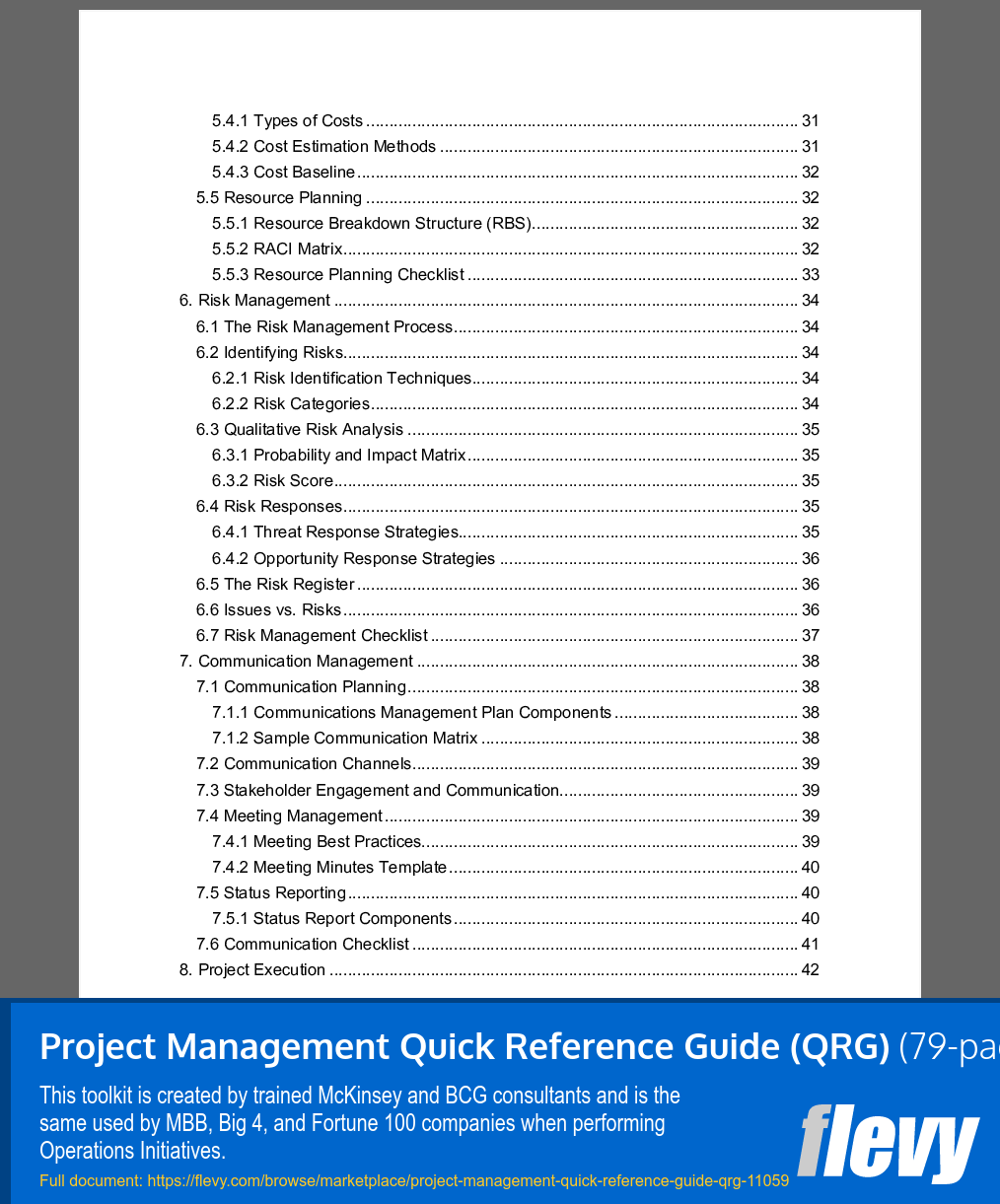 Project Management Quick Reference Guide (QRG) (79-page Word document) Preview Image