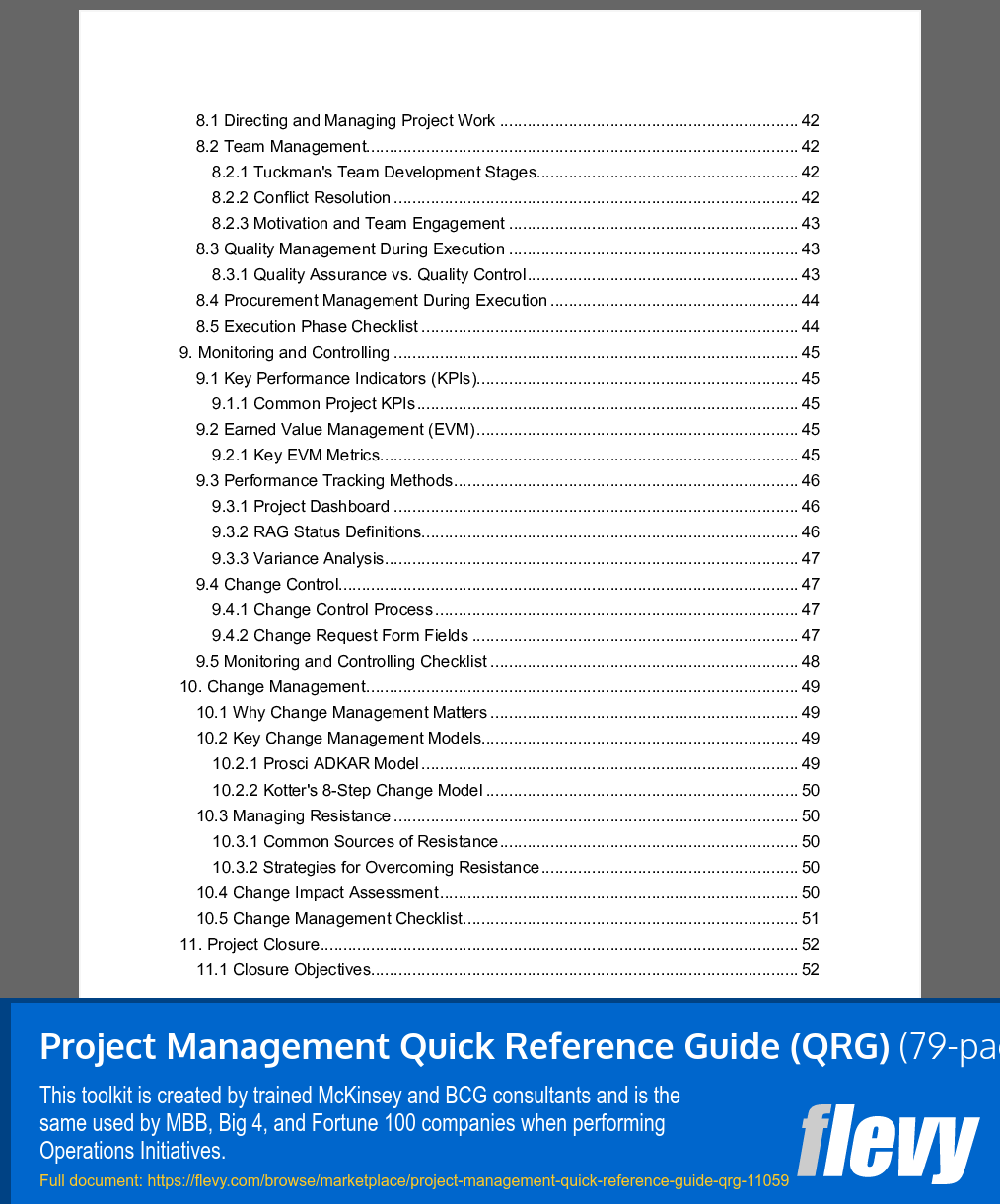 Project Management Quick Reference Guide (QRG) (79-page Word document) Preview Image