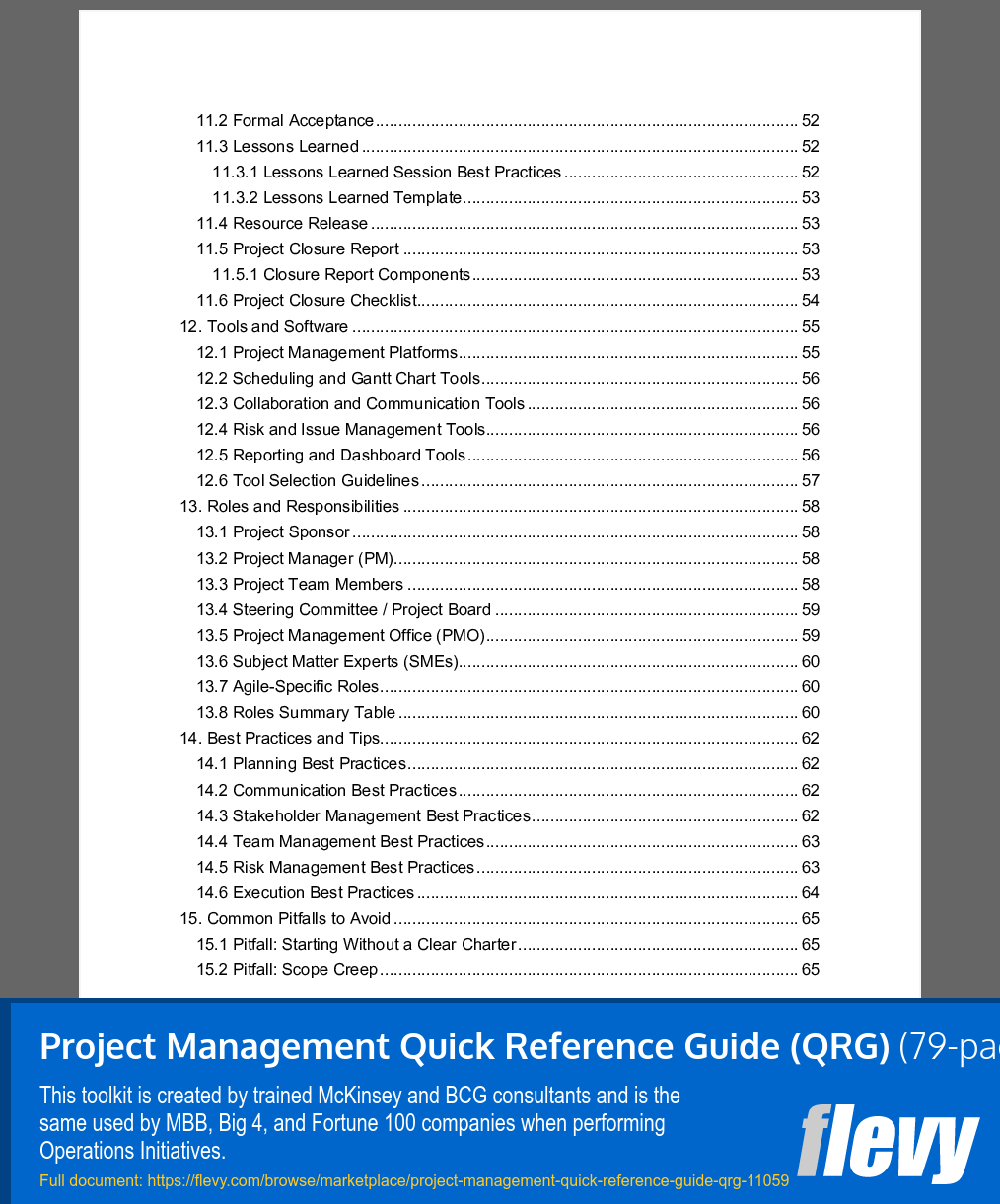 Project Management Quick Reference Guide (QRG) (79-page Word document) Preview Image