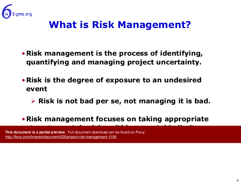 This is a partial preview of 020_Project Risk Management (18-slide PowerPoint presentation (PPT)). Full document is 18 slides. 