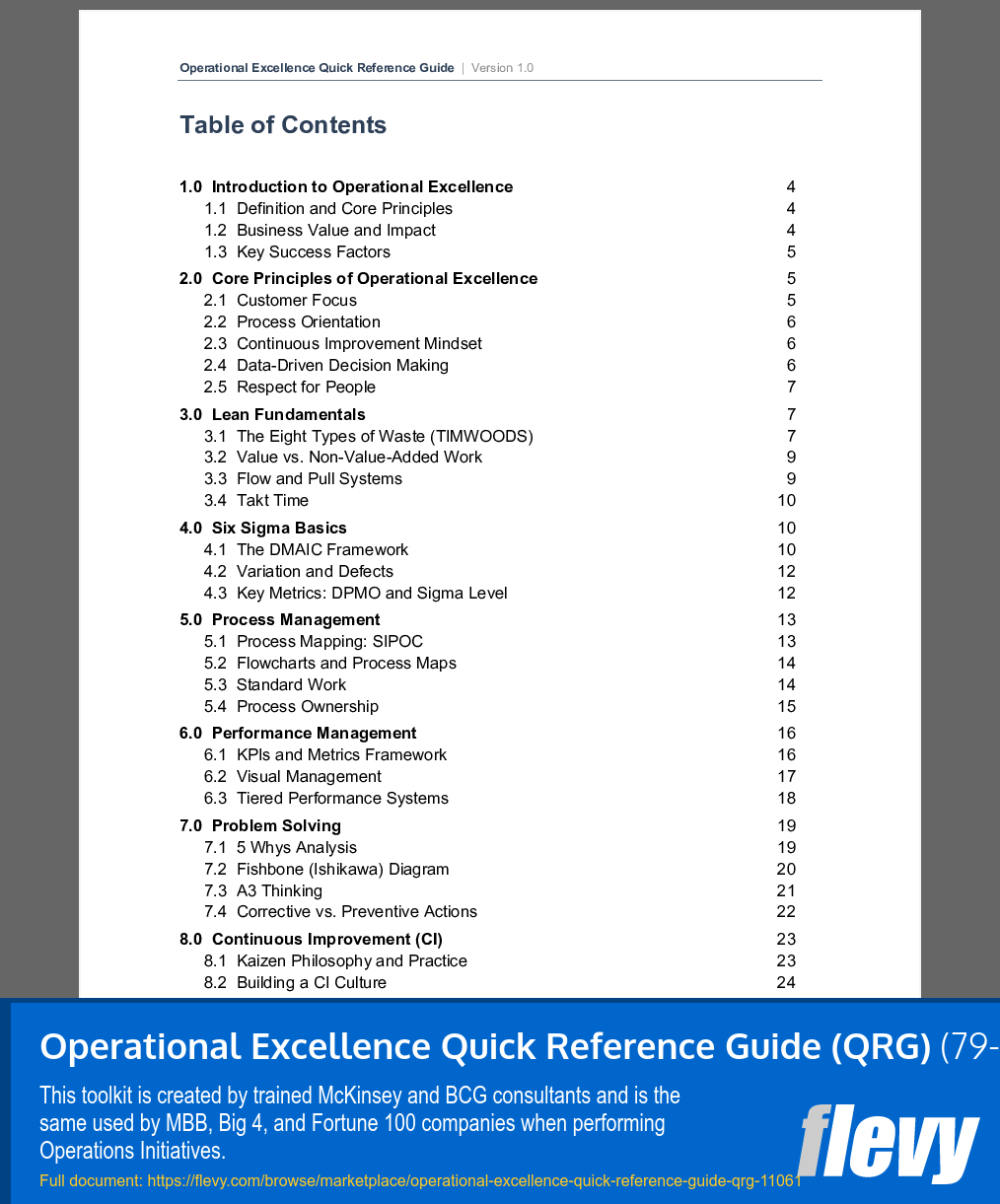 Operational Excellence Quick Reference Guide (QRG) (79-page Word document) Preview Image