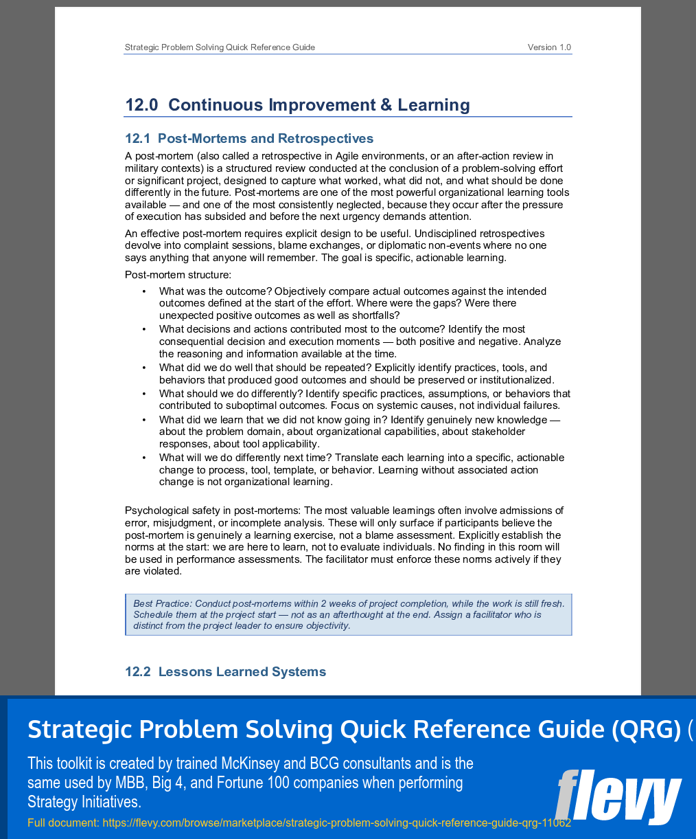 Strategic Problem Solving Quick Reference Guide (QRG) (51-page Word document) Preview Image