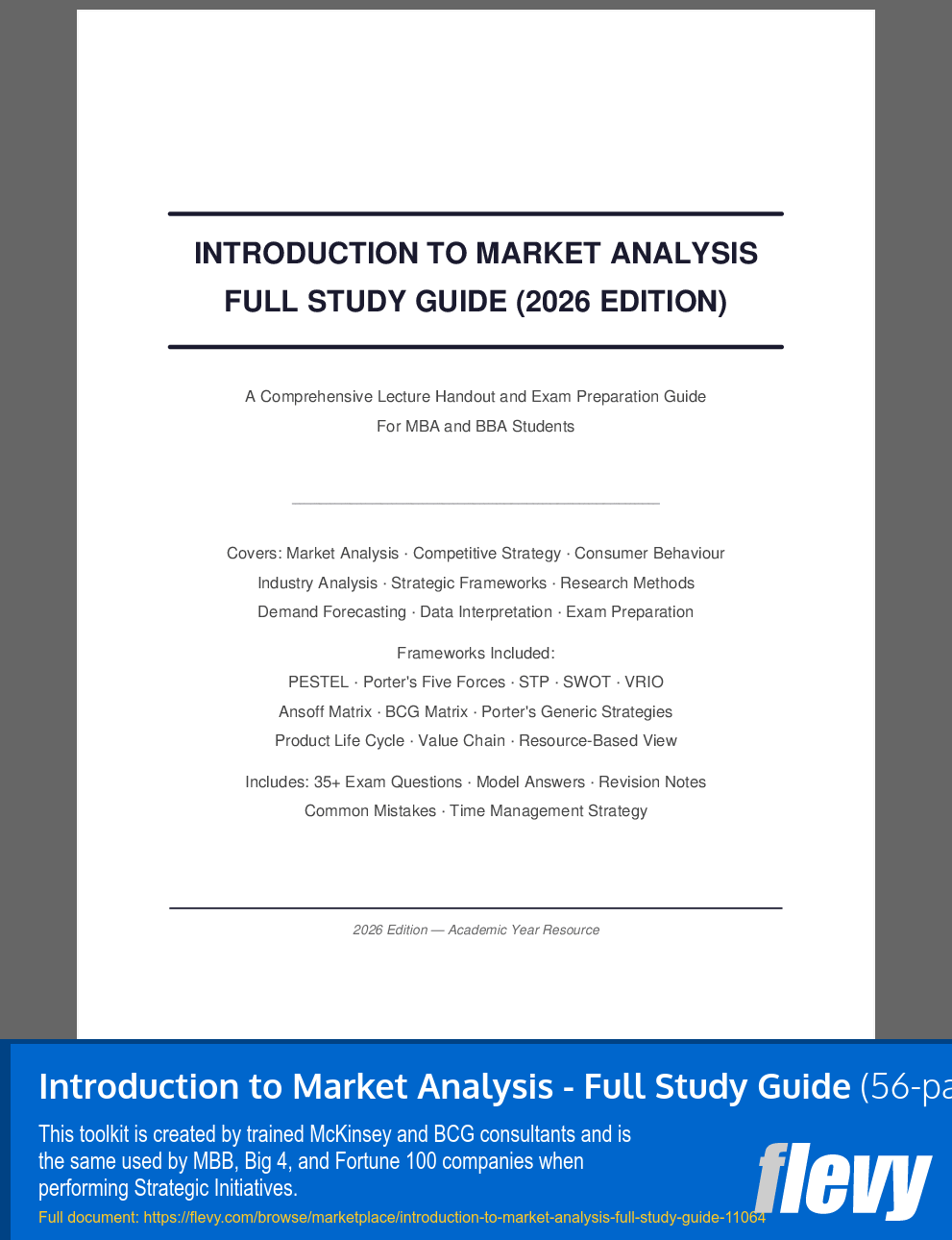 Introduction to Market Analysis - Full Study Guide (56-page PDF document) Preview Image