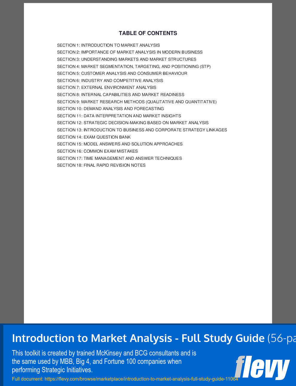 Introduction to Market Analysis - Full Study Guide (56-page PDF document) Preview Image