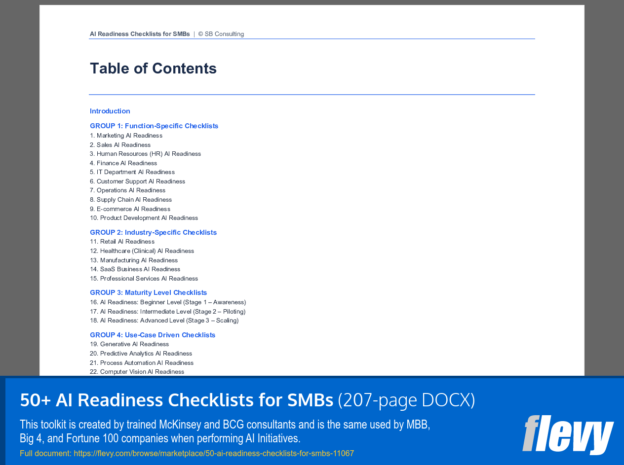 50+ AI Readiness Checklists for SMBs (207-page Word document) Preview Image