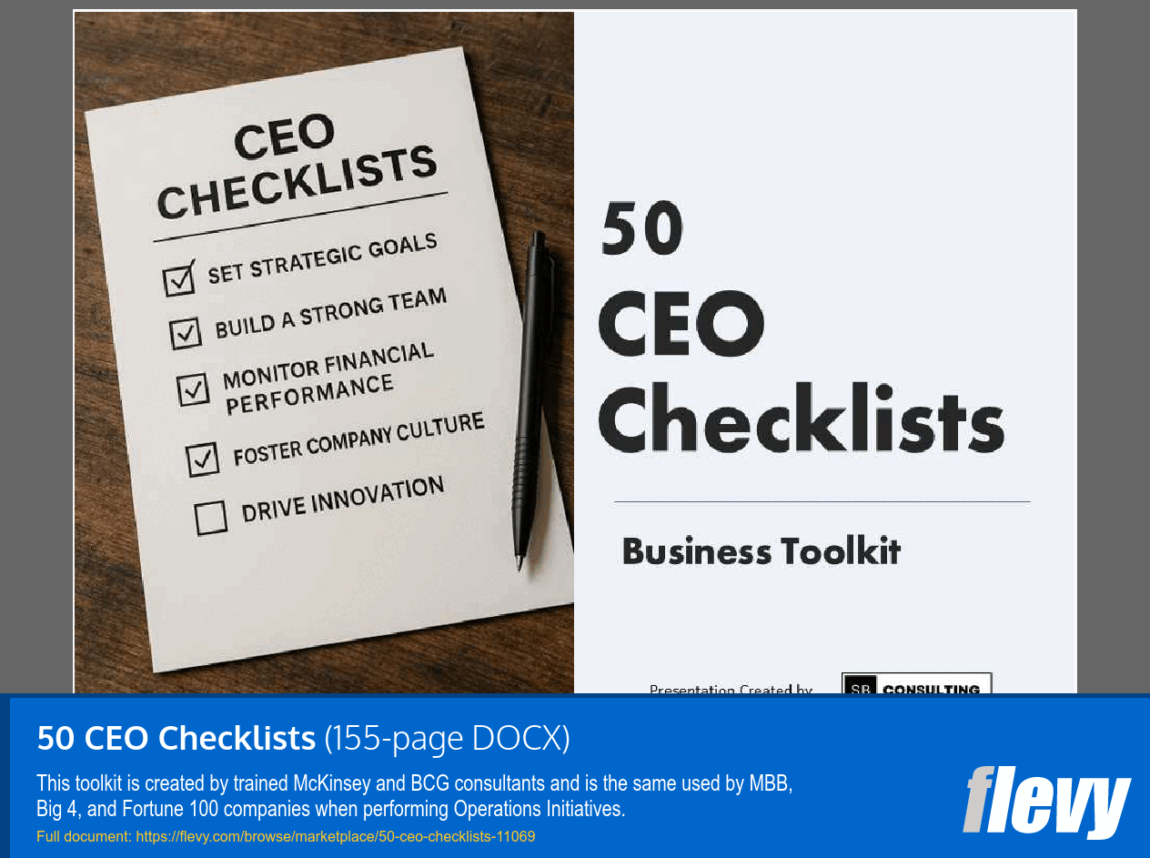 50 CEO Checklists (155-page Word document) Preview Image